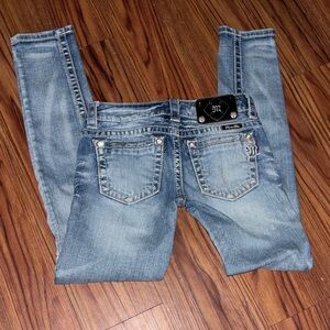 Miss Me Light Blue Skinny Jeans with Embroidered Back Pockets